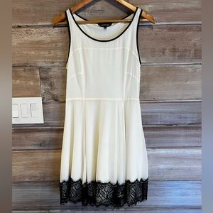 Express White with Black Lace Skater Dress Size 4